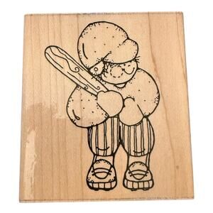 DOTS Q 205 Batter Up! Large Mounted Rubber Stamp